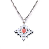 Stainless Steel Witch’s Knot Gemstone Necklace  Celestial Moon Goddess Pendant - Wiccan Protection Jewelry for Women & Men