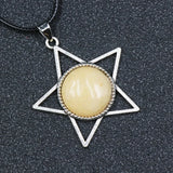 Star Pentagram Crystal Necklace | 40mm Natural Gemstone Pendant, Bohemian Healing Jewelry Gift