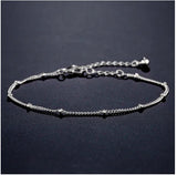 Rose Gold Layered Anklet Set - Dainty Cubic Zirconia Beaded Ankle Bracelet