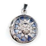 Platinum Gemstone Pendants key chain with Brass Findings Flat Round with Sun & Moon for Jewelry Making For Men and Women