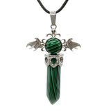 58×36mm Angel Wings Crystal Point Pendant | Natural Gemstone Hexagonal Prism Necklace for Men & Women