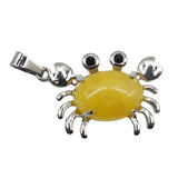 Natural Gemstone Crab Pendant | Silver-Tone Alloy Animal Charm for DIY Jewelry