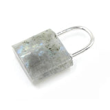 Natural Quartz Lock Shaped Pendant Necklace, Reiki Healing Crystal Chakra Jewelry for Women