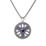 Hollow Life Flower Stainless Steel Gemstone Necklace for Women Men