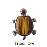 Natural Crystal Turtle Pendant Necklace, Mixed Chakra Healing Stone Tortoise Charm, Reiki Gemstone Longevity Turtle Jewelry Gift for Women Men