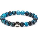 Natural Stone Stretch Beaded Bracelet with Turquoise Accent & Heart Charm Chakra Energy Healing Elastic Bracelet for Women Stacking Jewelry