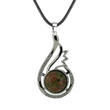33mm Natural Crystal Teardrop Pendant Necklace, Silver-Plated Gemstone Charm