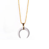 Polished Crescent Moon Horn Gemstone Pendant, Multi-color Natural Crystal Loose Charm for Necklace