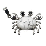 Natural Gemstone Crab Pendant | Silver-Tone Alloy Animal Charm for DIY Jewelry