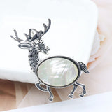 Vintage Deer Stag Natural Crystal Pendant, Antique Silver Alloy Animal Elk Inlaid Oval Cabochon Gemstone Pendant, Chakra Reiki Healing DIY Necklace Jewelry Making Charm