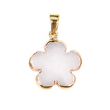 Natural Green Agate Plum Blossom Pendant - 20mm Gold-Plated Flower Crystal Charm for DIY Necklaces & Gifts