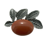 Natural Healing Stone & Antique Silver Leaf Brooch Pendant - Dual Use Statement Charm