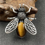 Natural Mixed Gemstone Honey Bee Brooch Pendant 2 in 1 Insect Animal Crystal Pin for Women Chakra Healing Jewelry
