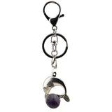 Bohemian Silver Marine Dolphin Key Ring • Cute Sea Animal Crystal Sphere Holder Clip • Heavy-Duty Swivel Lobster Clasp Christmas Gift
