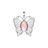 Mystic Butterfly Natural Crystal Pendant – Elegant Hollow Wing Pink Quartz Statement Necklace