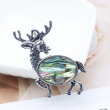 Vintage Deer Stag Natural Crystal Pendant, Antique Silver Alloy Animal Elk Inlaid Oval Cabochon Gemstone Pendant, Chakra Reiki Healing DIY Necklace Jewelry Making Charm