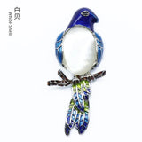 Enamel Bird Parrot Natural Gemstone Pendant, Colorful Enamel Alloy Bird On Branch Inlaid Oval Cabochon Crystal Pendant, Chakra Reiki Healing DIY Necklace Jewelry Charm