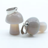 20mm Natural Crystal Mushroom Pendant Necklace, Mini Gemstone Reiki Chakra Jewelry