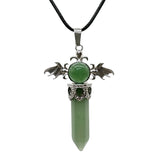 58×36mm Angel Wings Crystal Point Pendant | Natural Gemstone Hexagonal Prism Necklace for Men & Women