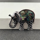 Antique Silver Filigree Elephant Pendant Necklace, Inlaid Natural Chakra Crystal Gem Animal Totem Jewelry with 18 Inch Black Wax Cord for Lucky Gift
