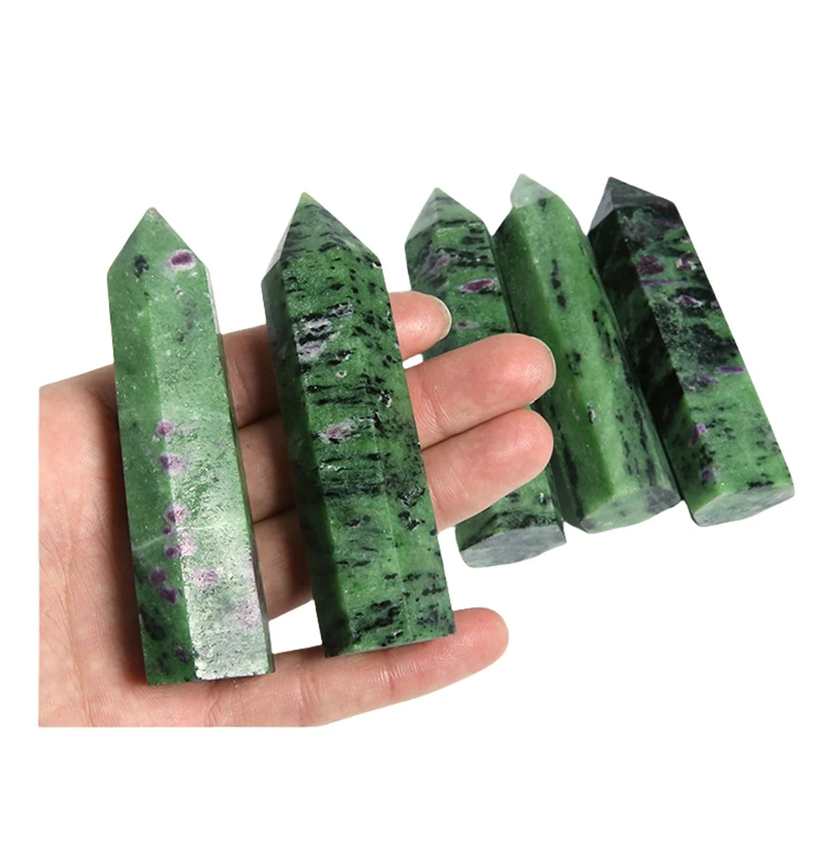 Natural Ruby Zoisite Crystal Point Tower Polished Hexagonal Obelisk Wand for Home Decor Meditation Crystal Collection Gift