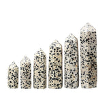 Natural Dalmatian Jasper Crystal Point Tower Polished Hexagonal Obelisk Wand for Home Decor Meditation Crystal Collection Gift