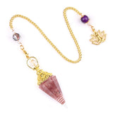 7 Chakra Orgone Pendulum with Lotus Top Gold-Plated Resin Crystal Pendulum with Chain for Divination Healing Witchcraft