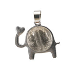 Lucky Elephant Crystal Holder Pendant • Retro Silver Animal Amulet with Natural Gemstone Sphere • Unisex Spiritual Wisdom Totem Jewelry Gift