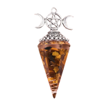 Triple Moon Pentacle Orgone Pendulum Pendant Resin Crystal Dowsing Charm for Wicca & Spiritual Jewelry