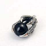 Dragon Claw Natural Gemstone Sphere Pendant, Gothic Dragon Claw Holding Crystal Ball Charm Pendant for Necklace