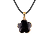 Natural Crystal Flower Pendant Necklace Gold Plated Edge Healing Gemstone Jewelry for Women