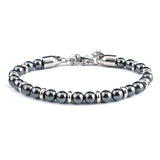 6mm Natural Stone Beaded Bracelet with Stainless Steel Clasp Adjustable Extender Chain Matte Onyx Tiger Eye Bracelet for Men Daily Wrist Jewelry