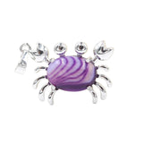 Natural Gemstone Crab Pendant | Silver-Tone Alloy Animal Charm for DIY Jewelry