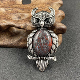 Natural Gemstone Antique Silver Owl Pendant for Making Jewelry