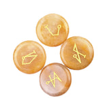25mm Natural Crystal Angel Symbol Stones | 4 Archangel Rune Healing Ornament Set