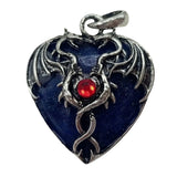32×42mm Antique Silver Dragon Heart Pendant | Natural Gemstone Gothic Charm for DIY Jewelry