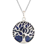 Handmade Tree of Life Healing Stone Pendant for Necklace Handmade Round Silver Alloy Gemstone  Crystal Pendant Charm Jewelry