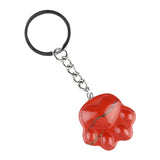 28×30mm Natural Crystal Cat Paw Keychain | Cute Gemstone Pendant Keyring for Animal Lovers