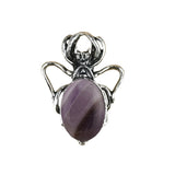 26×36mm Antique Silver Spider Pendant | Natural Crystal Cabochon Gothic Insect Charm for Jewelry Making