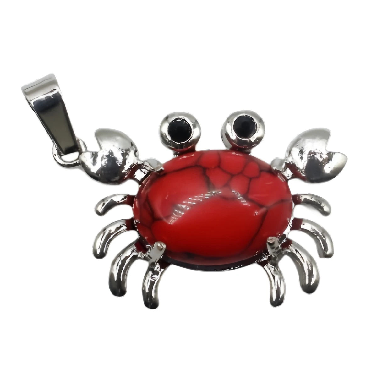 Natural Gemstone Crab Pendant | Silver-Tone Alloy Animal Charm for DIY Jewelry