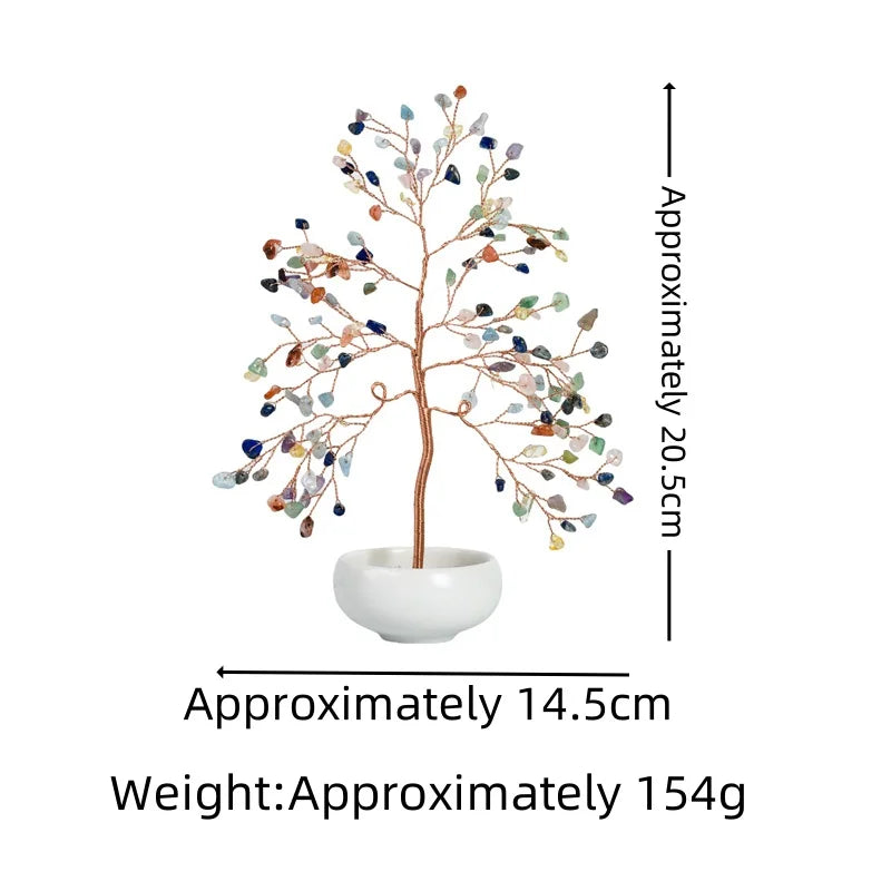 Crystal Gemstone Tree | Feng Shui Money Tree in White Small Bowl Base for Indoor Home Decoration