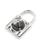 Natural Crystal Lock Pendant, Round Inlaid Chakra Gemstone Charm for DIY Necklace Jewelry Making