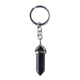 Natural Hexagonal Crystal Point Keychain, Silver Plated Wrap Chakra Healing Gemstone Keyring, Reiki Crystal Stone Charm Key Chain Gift by JOYA GIFT