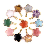 Natural Green Agate Plum Blossom Pendant - 20mm Gold-Plated Flower Crystal Charm for DIY Necklaces & Gifts