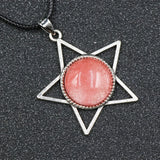 Star Pentagram Crystal Necklace | 40mm Natural Gemstone Pendant, Bohemian Healing Jewelry Gift