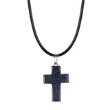 Natural Stone Cross Pendant Necklace Wholesale Assorted Healing Crystal Quartz Crucifix Amulet with Adjustable Cord Spiritual Jewelry Gift for Men Women