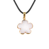 Natural Crystal Flower Pendant Necklace Gold Plated Edge Healing Gemstone Jewelry for Women