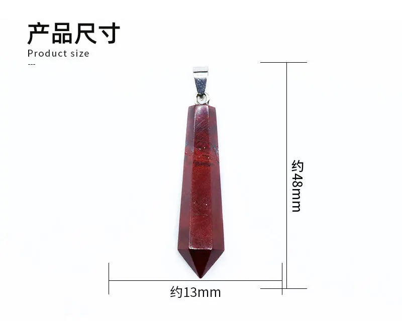 Natural Stone Hexagonal Column Pendant Necklace Carved Healing Pointed Quartz Crystal Wand Amulet with 18 Inch Black Cord Spiritual Jewelry Gift
