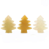 40-42mm Natural Green Aventurine Christmas Tree Carving, Hand-Carved Crystal Decor for Holiday & Home