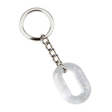 Minimalist Oval Hollow Crystal Keychain, Natural Gemstone Geometric O-Shape Loop Key Ring, Vintage Stone Car Key Charm Accessory for Men & Women